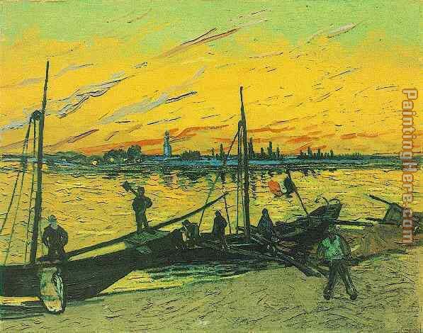 Barges 1888 painting - Vincent van Gogh Barges 1888 art painting